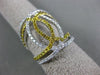 ESTATE LARGE 1.28CT WHITE & FANCY YELLOW DIAMOND 18K WHITE GOLD ANNIVERSARY RING