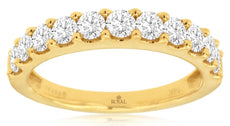 1CT DIAMOND 14K YELLOW GOLD ROUND 11 STONE SHARED PRONG WEDDING ANNIVERSARY RING