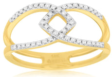 ESTATE .19CT DIAMOND 14KT YELLOW GOLD LOVE KNOT FUN LOVE RING