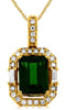 1.57CT DIAMOND & AAA RUSSALITE 14KT YELLOW GOLD 3D EMERALD CUT OCTAGON PENDANT