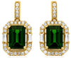 2.21CT DIAMOND & AAA RUSSALITE 14KT YELLOW GOLD 3D EMERALD CUT HANGING EARRINGS