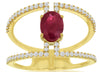 1.25CT DIAMOND & AAA RUBY 14KT YELLOW GOLD 3D OVAL & ROUND DOUBLE BAR FUN RING