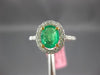 ESTATE 1.08CT DIAMOND & AAA EMERALD 18KT TWO TONE GOLD 3D HALO ENGAGEMENT RING