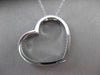 ESTATE LARGE .50CT DIAMOND 14KT WHITE GOLD OPEN HEART FLOATING PENDANT & CHAIN