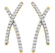 ESTATE .50CT DIAMOND 14KT YELLOW GOLD 3D CLASSIC X LOVE STUD EARRINGS