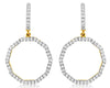 ESTATE .90CT DIAMOND 14KT YELLOW GOLD 3D OCTAGON CIRCLE OF LIFE HANGING EARRINGS