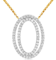 .80CT DIAMOND 14KT YELLOW GOLD 3D CLASSIC DOUBLE OVAL LOVE KNOT LOVE NECKLACE
