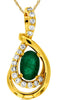 .57CT DIAMOND & AAA EMERALD 14KT YELLOW GOLD 3D OVAL TEAR DROP FLOATING PENDANT