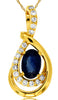 .78CT DIAMOND & AAA SAPPHIRE 14KT YELLOW GOLD 3D OVAL TEAR DROP FLOATING PENDANT