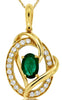 .61CT DIAMOND & AAA EMERALD 14KT YELLOW GOLD 3D OVAL LOVE KNOT FLOATING PENDANT
