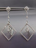 ESTATE WIDE 1.52CT DIAMOND 14K WHITE GOLD SQUARE GEOMETRICAL CHANDELIER EARRINGS