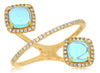 2.15CT DIAMOND & AAA BLUE TOPAZ 14K YELLOW GOLD CUSHION & ROUND CRISS CROSS RING