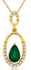 0.48CT DIAMOND & AAA EMERALD 14KT YELLOW GOLD PEAR SHAPE & ROUND FLOATING PENDANT