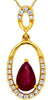 ESTATE .55CT DIAMOND & AAA RUBY 14K YELLOW GOLD DOUBLE OVAL FUN FLOATING PENDANT