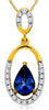 .52CT DIAMOND & AAA TANZANITE 14KT YELLOW GOLD DOUBLE OVAL FUN FLOATING PENDANT
