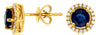 1.25CT DIAMOND & AAA SAPPHIRE 14KT YELLOW GOLD CLASSIC ROUND HALO STUD EARRINGS