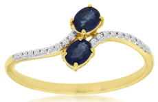 0.51CT DIAMOND & AAA SAPPHIRE 14K YELLOW GOLD OVAL & ROUND CRISS CROSS SNAKE RING