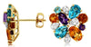 4.17CT DIAMOND & AAA MULTI GEM 14KT YELLOW GOLD MULTI SHAPE FLOWER STUD EARRINGS