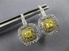 1.0CT WHITE & FANCY YELLOW DIAMOND 14KT 2 TONE GOLD SQUARE LEVER BACK EARRINGS