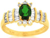 1.55CT DIAMOND & AAA CHROME DIOPSIDE 14K YELLOW GOLD 3D FLOWER ANNIVERSARY RING