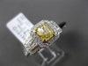 ESTATE 2.13CT GIA FANCY YELLOW DIAMOND 18K TWO TONE GOLD 3 STONE ENGAGEMENT RING