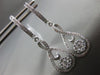 ESTATE .97CT DIAMOND 14KT WHITE GOLD FLOWER CLUSTER HUGGIE 3D HANGING EARRINGS