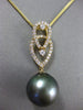 ESTATE LARGE .39CT DIAMOND 18KT YELLOW GOLD 3D TAHITIAN PEARL FLOATING PENDANT