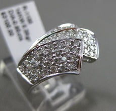 ESTATE WIDE .85CT DIAMOND 14KT WHITE GOLD 3D MULTI ROW PAVE FANCY BOW RING