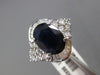 ESTATE LARGE 2.71CT DIAMOND & SAPPHIRE 18KT WHITE GOLD 3D OVAL ENGAGEMENT RING
