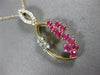 ESTATE .65CT DIAMOND & AAA RUBY 14K YELLOW GOLD 3D MARQUISE SHAPE FLOWER PENDANT