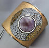 ESTATE LARGE 7.65CT DIAMOND & AAA AMETHYST 18K BLACK & ROSE GOLD BANGLE BRACELET