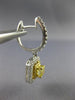ESTATE 1.71CT WHITE & FANCY YELLOW DIAMOND 18KT 2 TONE GOLD DOUBLE HALO EARRINGS