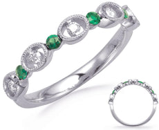 .28CT DIAMOND & AAA EMERALD 14K WHITE GOLD ROUND OVAL FILIGREE MILGRAIN FUN RING