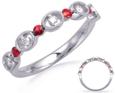 .34CT DIAMOND & AAA RUBY 14K WHITE GOLD 3D ROUND OVAL FILIGREE MILGRAIN FUN RING