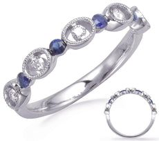 .31CT DIAMOND & AAA SAPPHIRE 14K WHITE GOLD 3D ROUND OVAL FILIGREE MILGRAIN RING