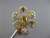ESTATE LARGE 1.46CT MULTI COLOR DIAMOND 14KT 2 TONE GOLD MULTI SHAPE FLOWER RING