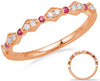 .17CT DIAMOND & AAA RUBY 14KT ROSE GOLD 3D ROUND FILIGREE SEMI ETERNITY FUN RING