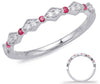 .17CT DIAMOND & AAA RUBY 14KT WHITE GOLD ROUND FILIGREE SEMI ETERNITY FUN RING