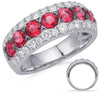 LARGE 2.29CT DIAMOND & AAA RUBY 14KT WHITE GOLD 3D ROUND 3 ROW ANNIVERSARY RING