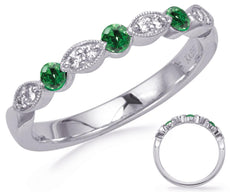 .28CT DIAMOND & AAA EMERALD 14KT WHITE GOLD ROUND & MARQUISE SHAPE FILIGREE RING