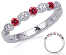 .34CT DIAMOND & AAA RUBY 14KT WHITE GOLD 3D ROUND & MARQUISE SHAPE FILIGREE RING