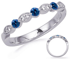 .34CT DIAMOND & AAA SAPPHIRE 14K WHITE GOLD ROUND & MARQUISE SHAPE FILIGREE RING