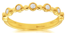 ESTATE .15CT DIAMOND 14KT YELLOW GOLD 3D BEZEL SEVEN STONE ETOILE FUN RING
