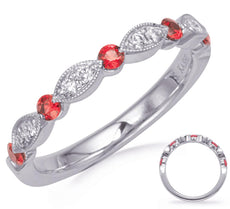 .37CT DIAMOND & AAA RUBY 14KT WHITE GOLD 3D MULTI LEAF SEMI ETERNITY FUN RING