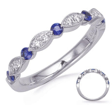 .38CT DIAMOND & AAA SAPPHIRE 14K WHITE GOLD 3D MULTI LEAF SEMI ETERNITY FUN RING
