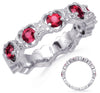 1.09CT DIAMOND & AAA RUBY 14KT WHITE GOLD 3D ROUND MULTI HEART ANNIVERSARY RING