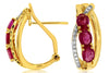 1.13CT DIAMOND & AAA RUBY 14KT YELLOW GOLD CRISS CROSS CLIP ON HANGING EARRINGS