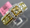 ESTATE 2.07CT WHITE & FANCY YELLOW DIAMOND 18K 2 TONE GOLD HALO ENGAGEMENT RING