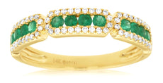 .52CT DIAMOND & AAA EMERALD 14KT YELLOW GOLD ROUND 4 STONE HALO ANNIVERSARY RING