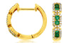 .45CT DIAMOND & AAA EMERALD 14KT YELLOW GOLD 3D CLASSIC OCTAGON HUGGIE EARRINGS